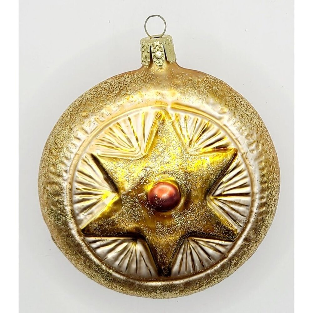 Vintage Gold Glass Angel Cherub Ornament Star Design Handcrafted By Christborn - Picture 3 of 8